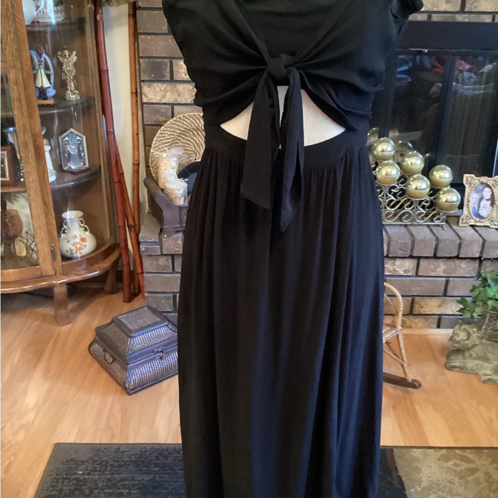 Black Tie-Front Dress